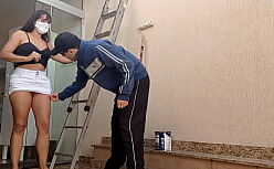 Comendo a patroa safada que ficou com peitos e boquete